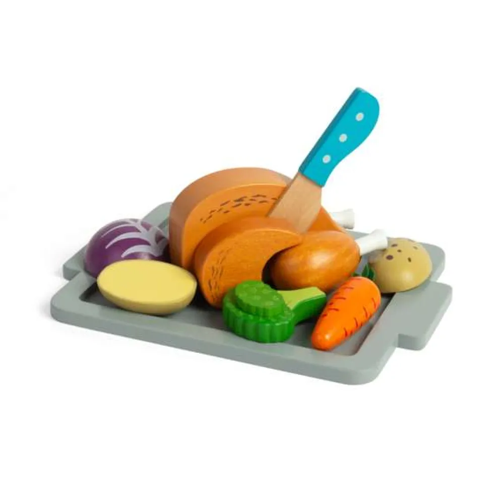 roast_dinner_set_0.webp Fashion Roast Dinner Set Wooden Toy Food Sets | Shopping Role Play