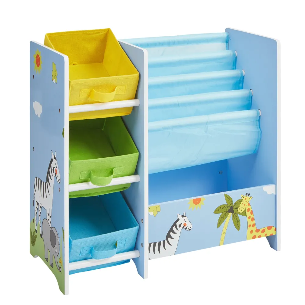 safari_book_display_unit__2.webp Clearance Safari Book Display Unit with Fabric Storage Boxes Kids Kid’s Furniture
