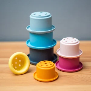 New Silicone Stacking Cups Wooden Puzzles And Activity Toys | Traditional Wooden Toys