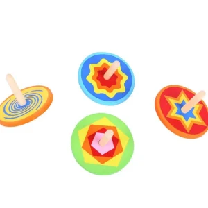 Best Snazzy Spinning Tops (Pack of 4) Traditional Wooden Toys | Gifts For 5 Yr Olds