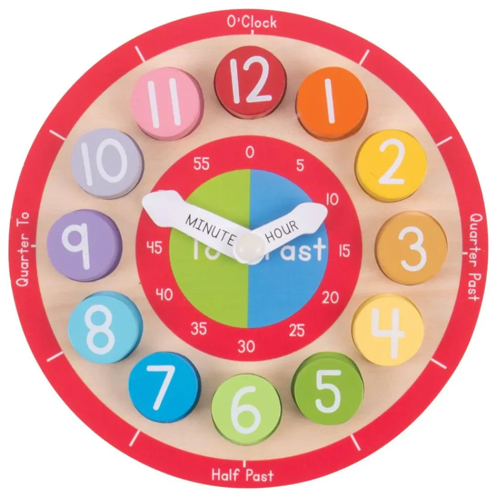 teaching_clock_0.webp Clearance Teaching Clock Kids Traditional Wooden Toys | Activity Toys & Games