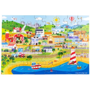 Fashion Transport Town Floor Puzzle Wooden Puzzles And Activity Toys | Children's Wooden Puzzles