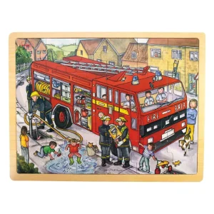 Best Tray Puzzle Fire Engine Wooden Puzzles And Activity Toys | Children's Wooden Puzzles