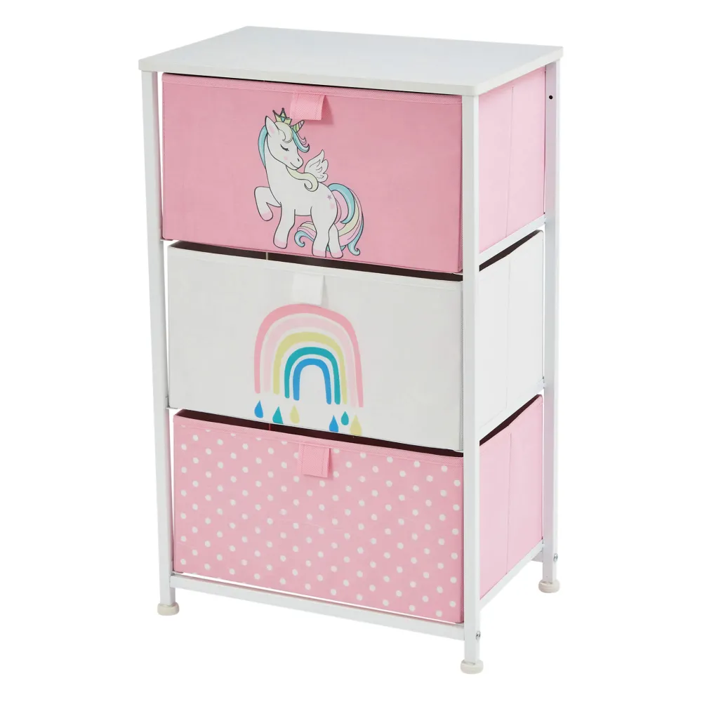 unicorn__drawer_kids_stor_3.webp Best Unicorn 3 Drawer Kids Storage Chest Kids Kid’s Furniture