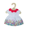 Online White floral dress with red collar (for Size Medium Doll) Soft Rag Dolls | Soft Toys