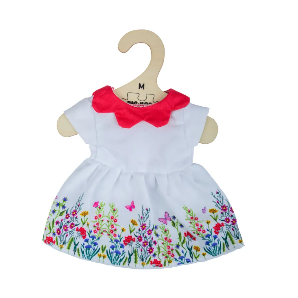white_floral_dress_with_r_0-1.webp Online White floral dress with red collar (for Size Medium Doll) Soft Rag Dolls | Soft Toys