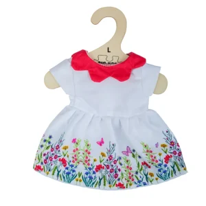 Discount White floral dress with red collar (for Size Large Doll) Soft Rag Dolls | Soft Toys