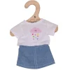 New White T-Shirt and Denim Skirt (for Size Small Doll) Soft Rag Dolls | Soft Toys