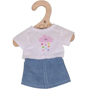 New White T-Shirt and Denim Skirt (for Size Small Doll) Soft Rag Dolls | Soft Toys