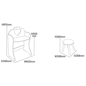 Outlet White Wooden Dressing Table and Stool Kids Kid’s Furniture