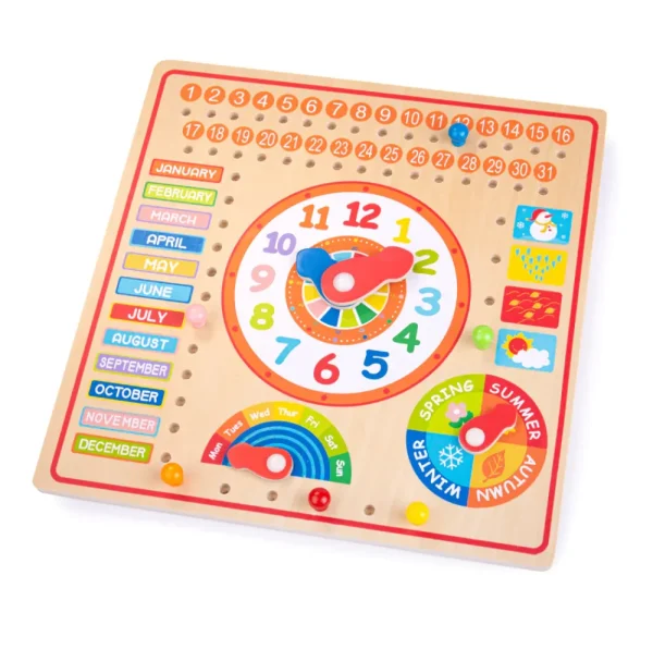 Outlet Wooden Clock and Calendar Kids Traditional Wooden Toys | Activity Toys & Games