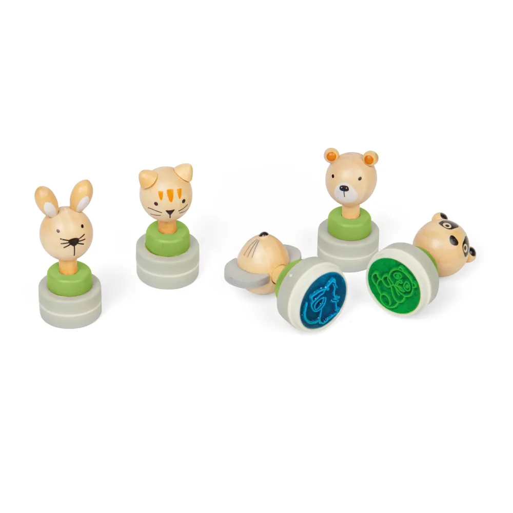 wooden_ink_stampers__pack_0.webp Clearance Wooden Ink Stampers (5 Pack) Kids Gifts For 5 Yr Olds | Gifts For 3 Year Olds