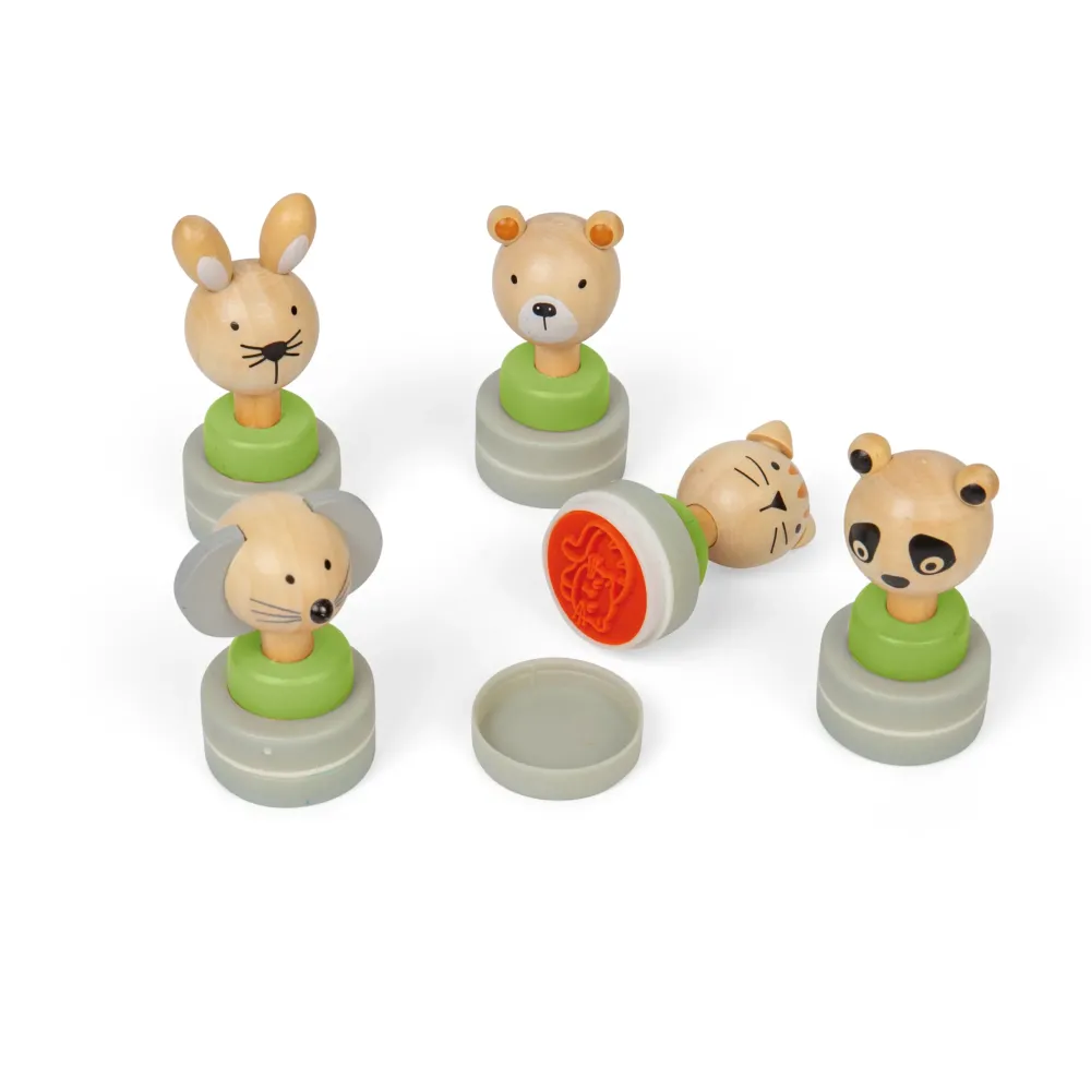 wooden_ink_stampers__pack_3.webp Clearance Wooden Ink Stampers (5 Pack) Kids Gifts For 5 Yr Olds | Gifts For 3 Year Olds
